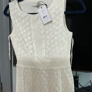 Dvf peplum mesh and lace zippered back sleeveless top